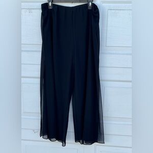 Alex Evenings Womens Black Wide Leg Chiffon pull on  Pants  Party XLP